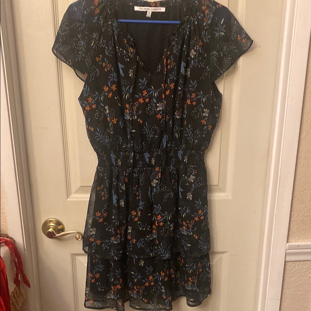 Collective Concepts Black Floral Mini Dress